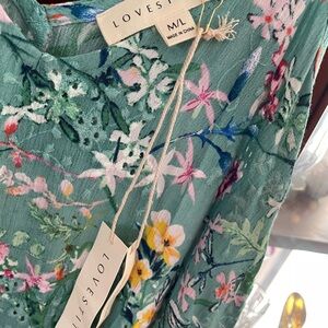 LoveStitch NWT one-of-a-kind Floral Print Green long summer dress. M/L